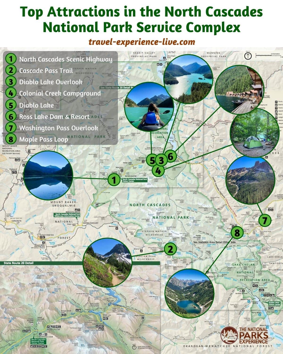 North Cascades National Park Attractions Map