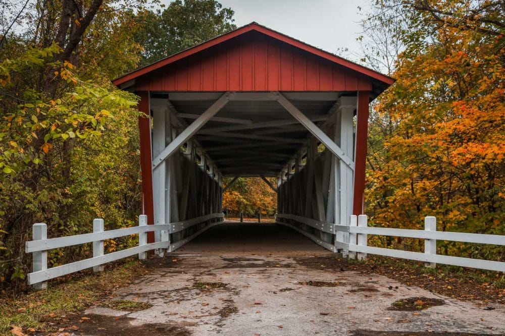 Everett Covered Bridge in fall, Cuyahoga Valley, Ohio