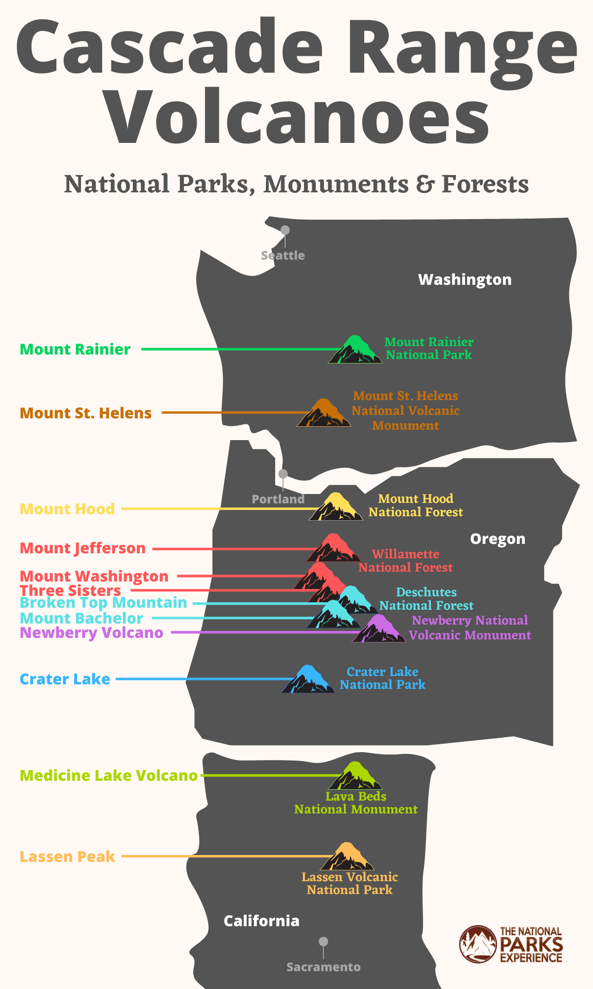 Cascade Volcanoes Parks Road Trip Map Pin