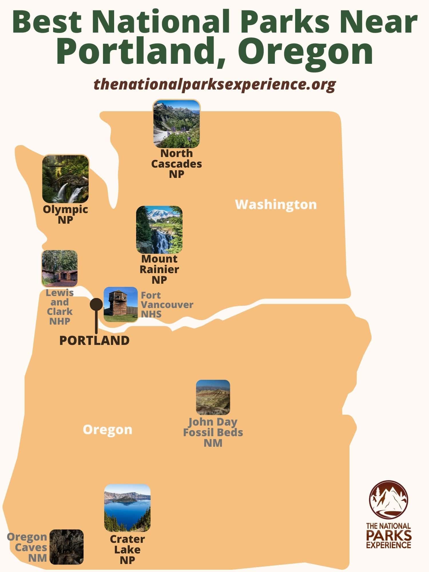 Map of the Best National Parks Near Portland, Oregon