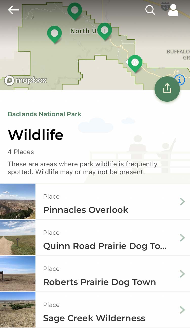 National Park Service App Badlands Wildlife