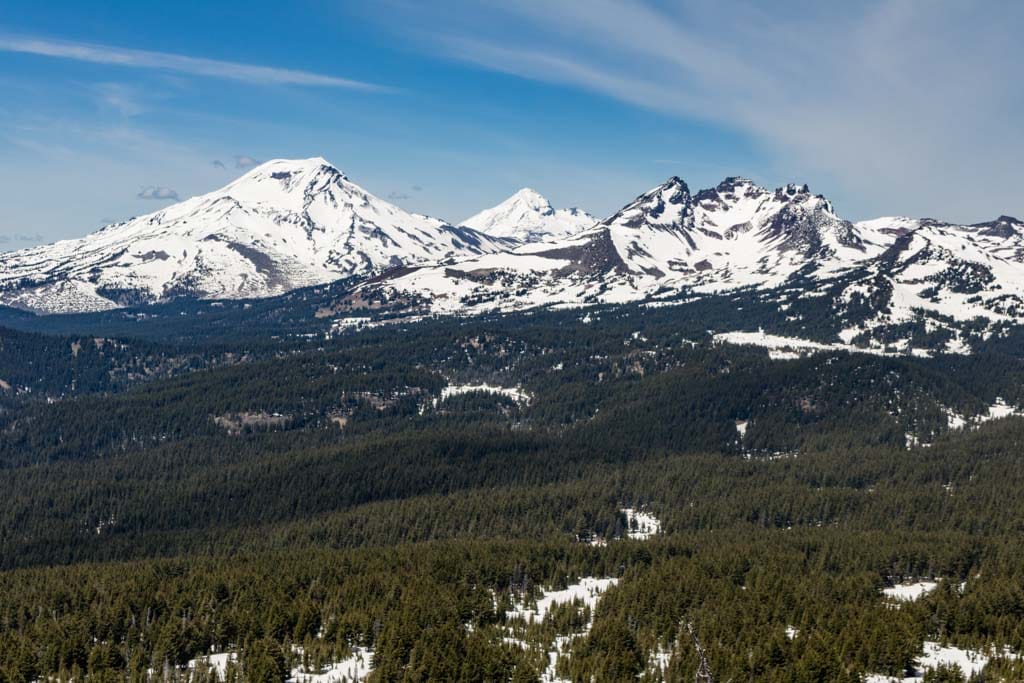 Three Sisters seen from Tumalo Mountain summit, Deschutes National Forest, Oregon