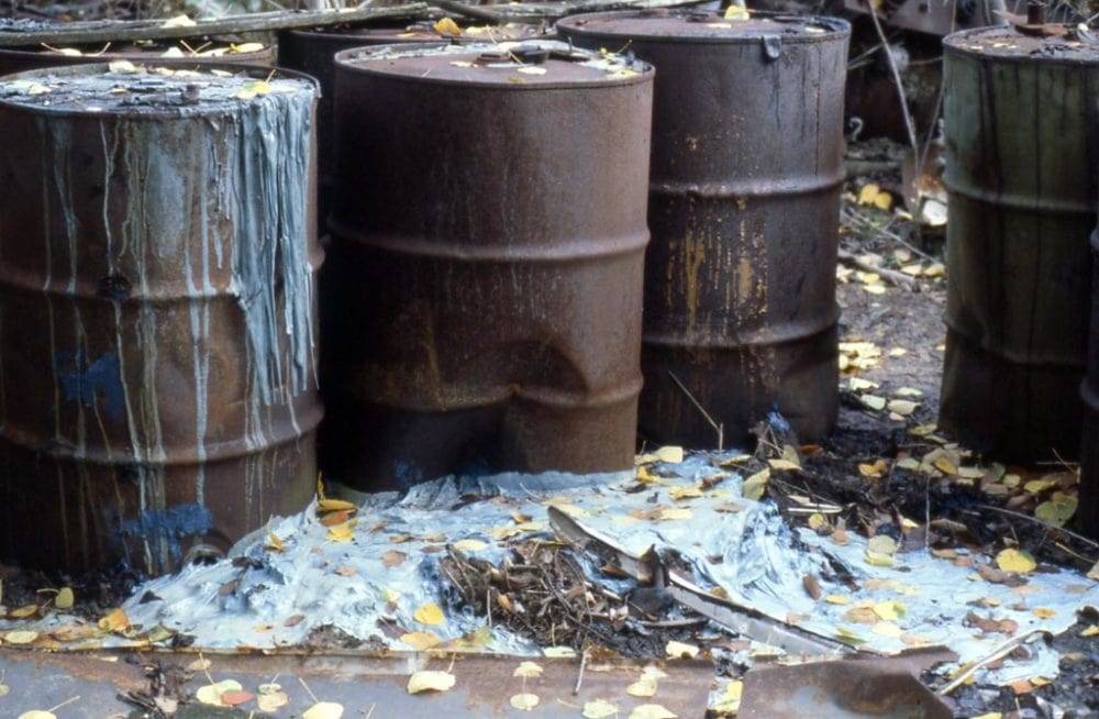Pollution in barrels at Krejci waste disposal facility, Cuyahoga Valley in 1985