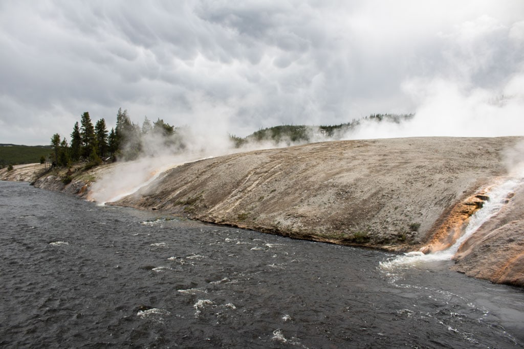 Excelsior Geyser runoff in Firehole River, Midway Geyser Basin, Yellowstone National Park