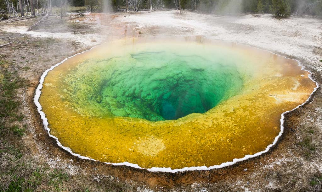 Morning Glory Pool is one of the most popular hot springs in Yellowstone National Park
