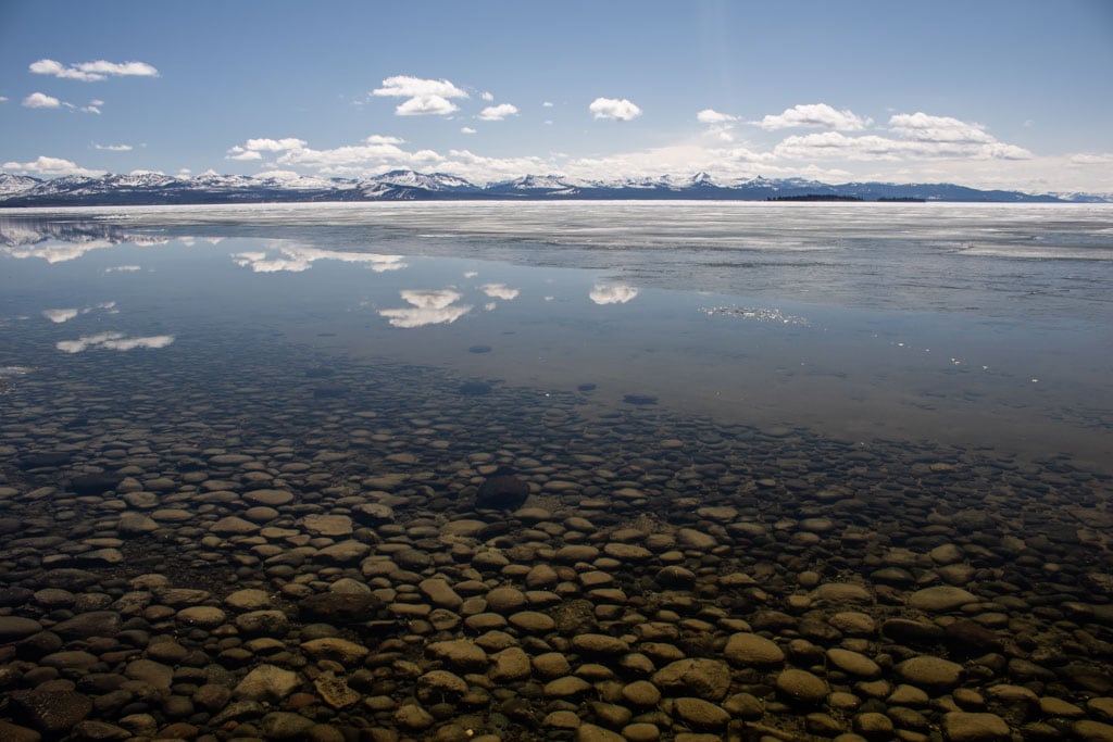 Yellowstone Lake landscape in spring, Yellowstone National Park
