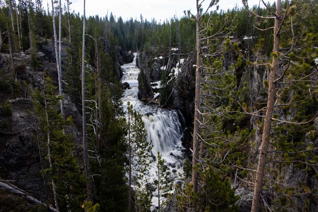 Kepler Cascades, roadside waterfalls in Yellowstone National Park, Wyoming