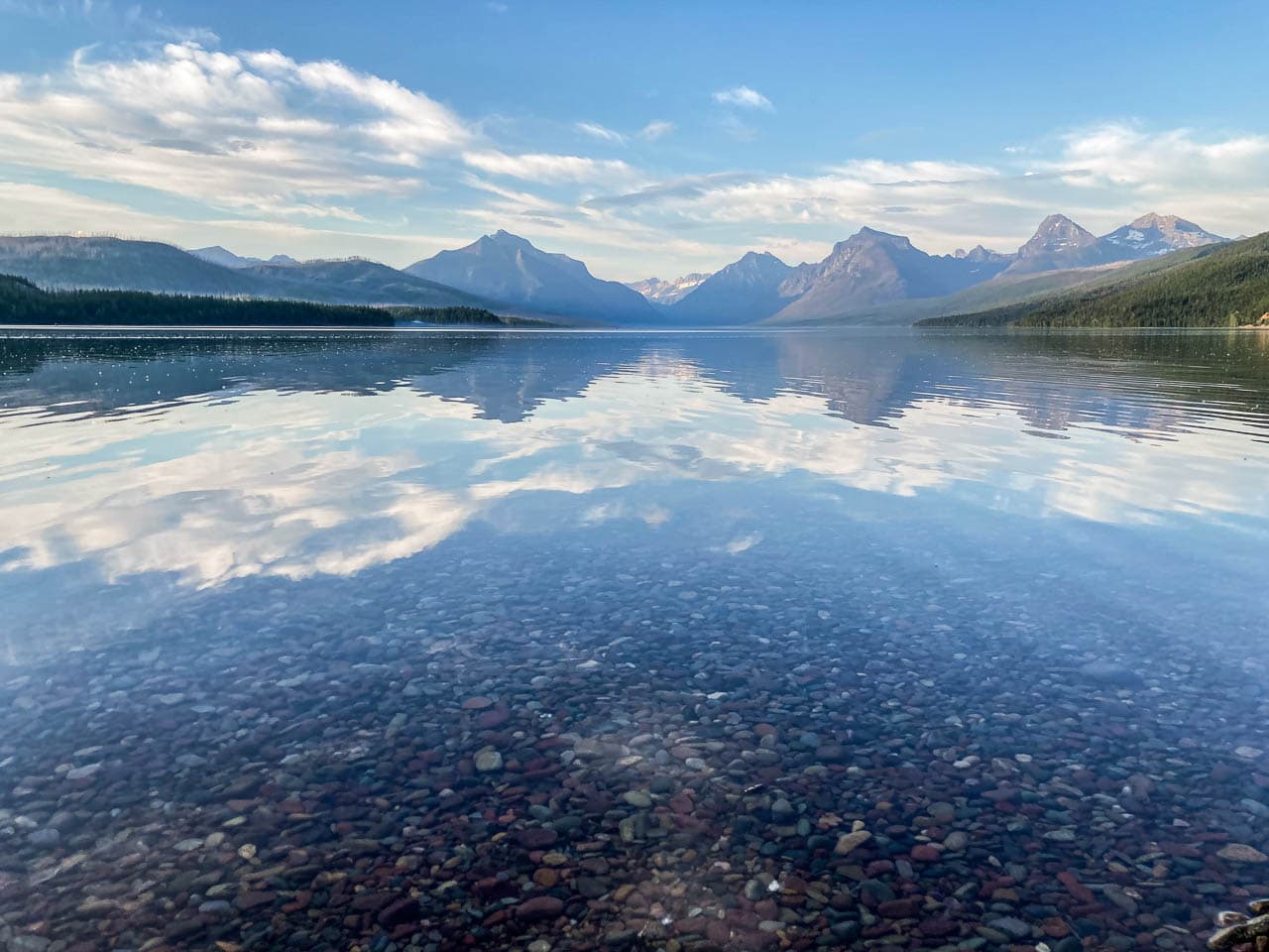 Lake McDonald reflection and pebbles, Glacier National Park