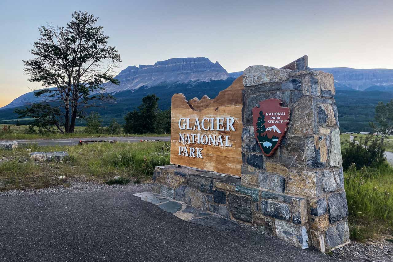 Glacier National Park sign at St. Mary