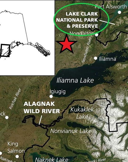 Approximate location of proposed Pebble Mine in Bristol Bay Watershed, Alaska - Image credit NPS