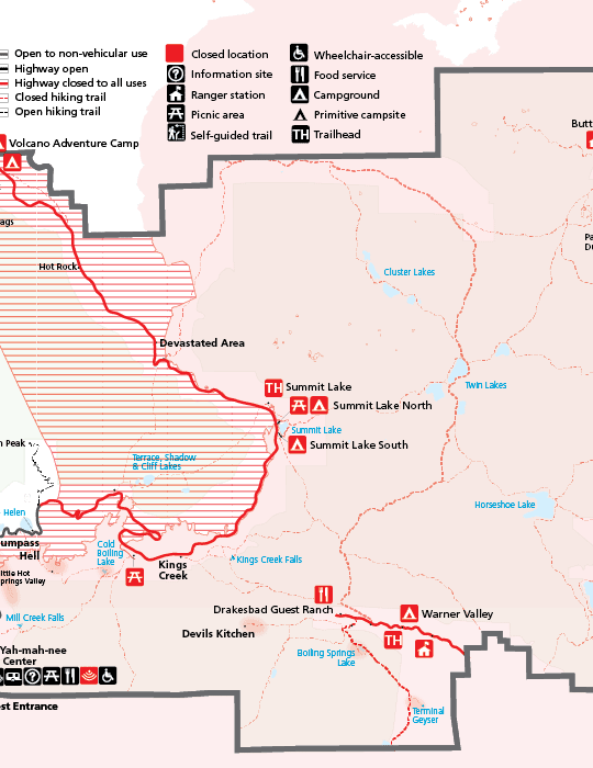Lassen Volcanic Highway Closure Map 2021