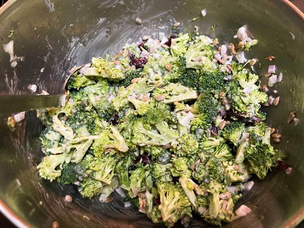 Broccoli dried cranberry salad in a bowl