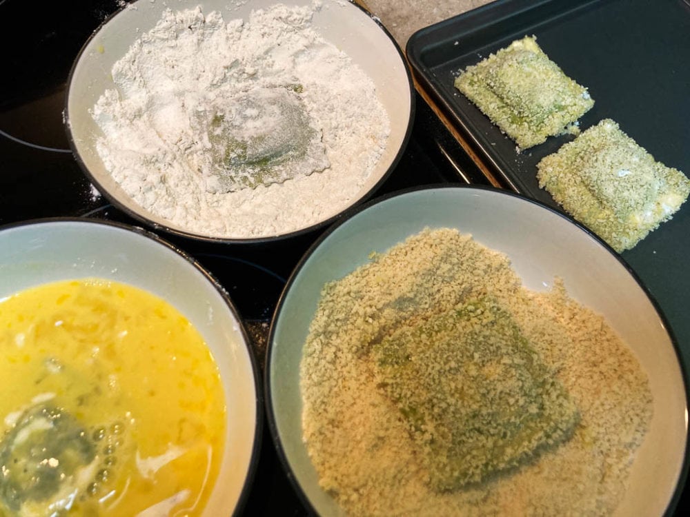 Toasted ravioli recipe dredging station