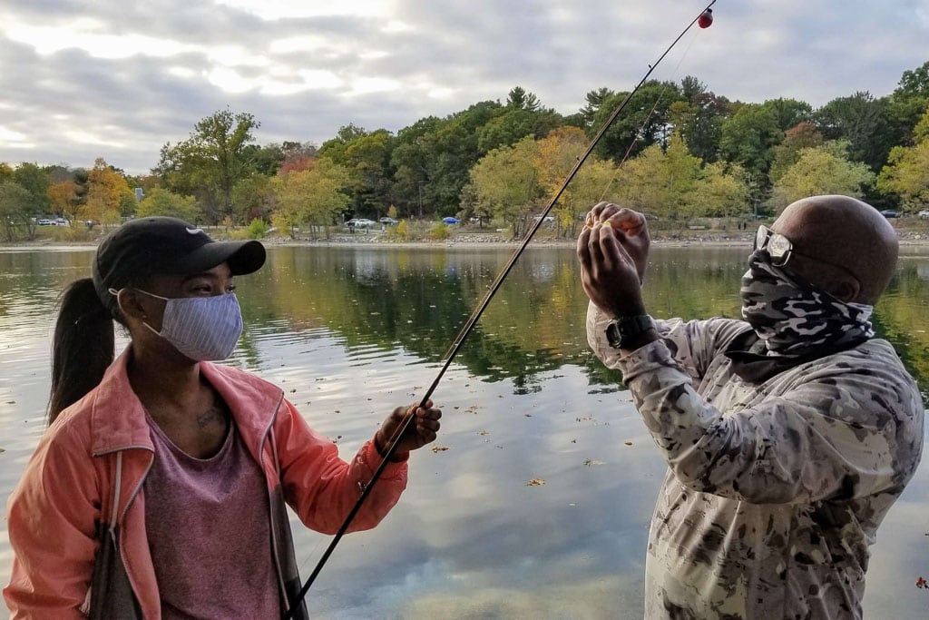 Boston Outdoor Afro fishing