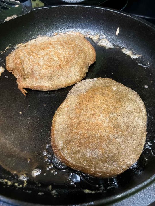 Buckwheat pancakes in a cast-iron skillet
