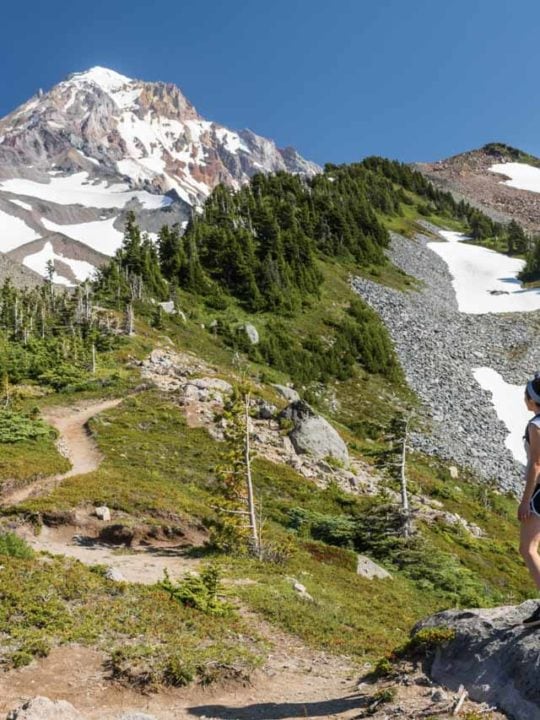 Hiker on the McNeil Point Trail in Mt. Hood National Forest, Oregon