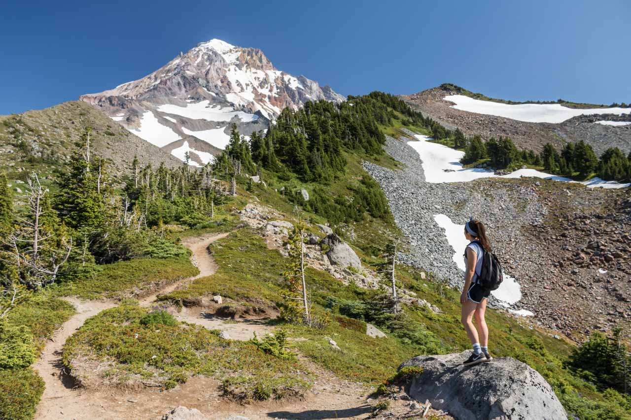 Hiker on the McNeil Point Trail in Mt. Hood National Forest, Oregon