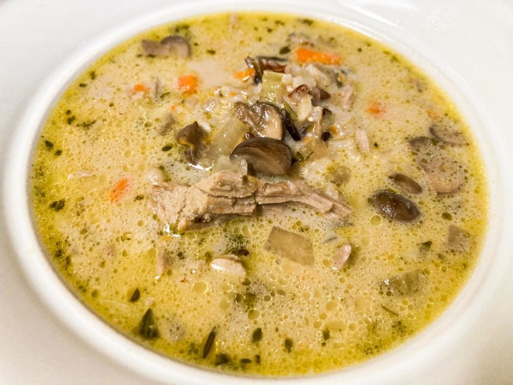 Turkey, mushrooms and wild rice soup