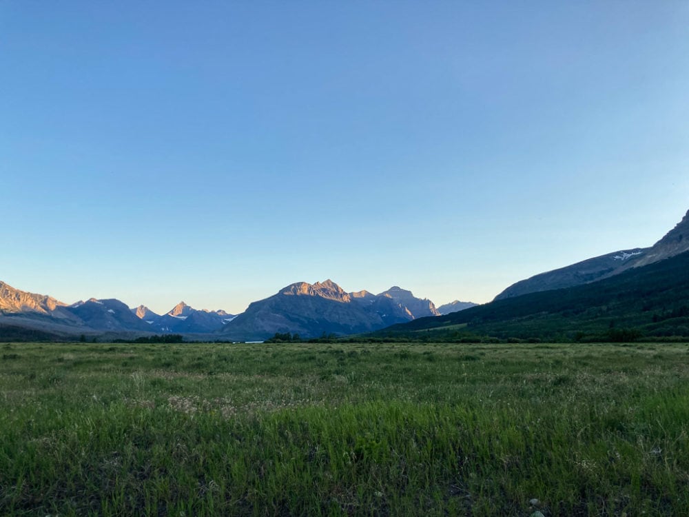 Sunset at St. Mary Visitor Center in Glacier National Park