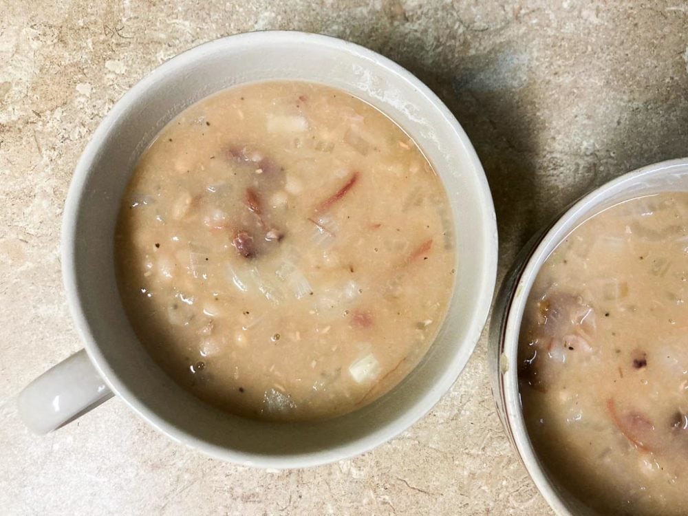 Senate bean soup in bowls on kitchen counter