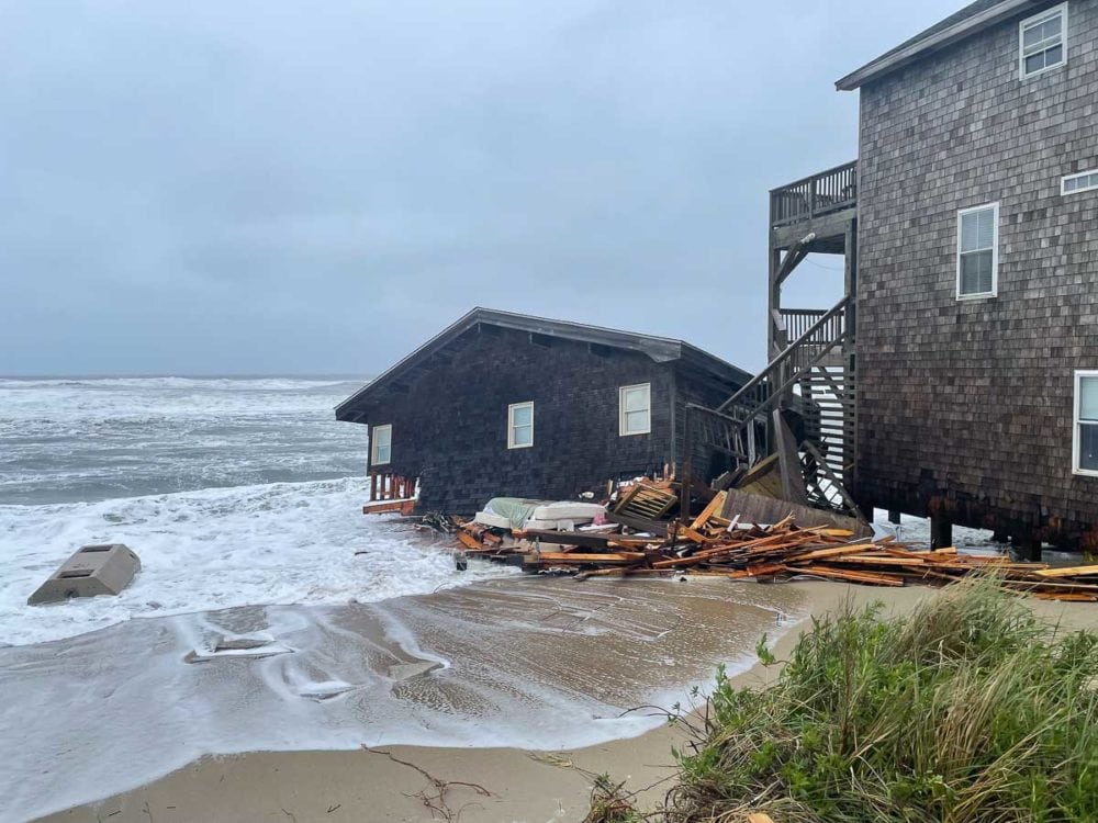 Debris from collapsed house at 24235 Ocean Dr in Rodanthe, Cape Hatteras National Seashore on May 10, 2022 - Image credit NPS