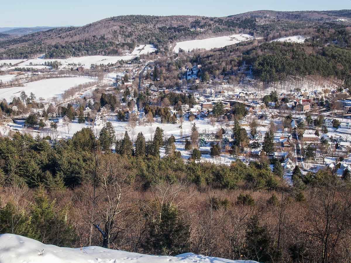 View of Woodstock, Vermont from Marsh-Billings-Rockefeller National Historical Park in New England