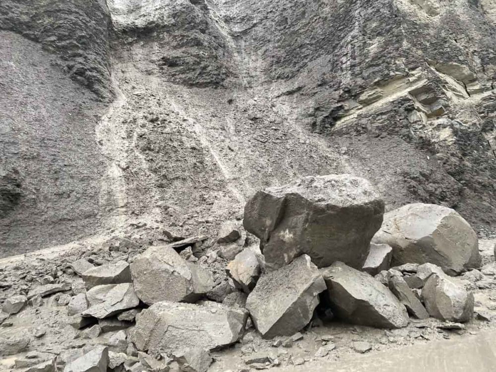 Large rockslide on North Entrance Road in the Gardner Canyon in Yellowstone National Park - Photo Credit NPS