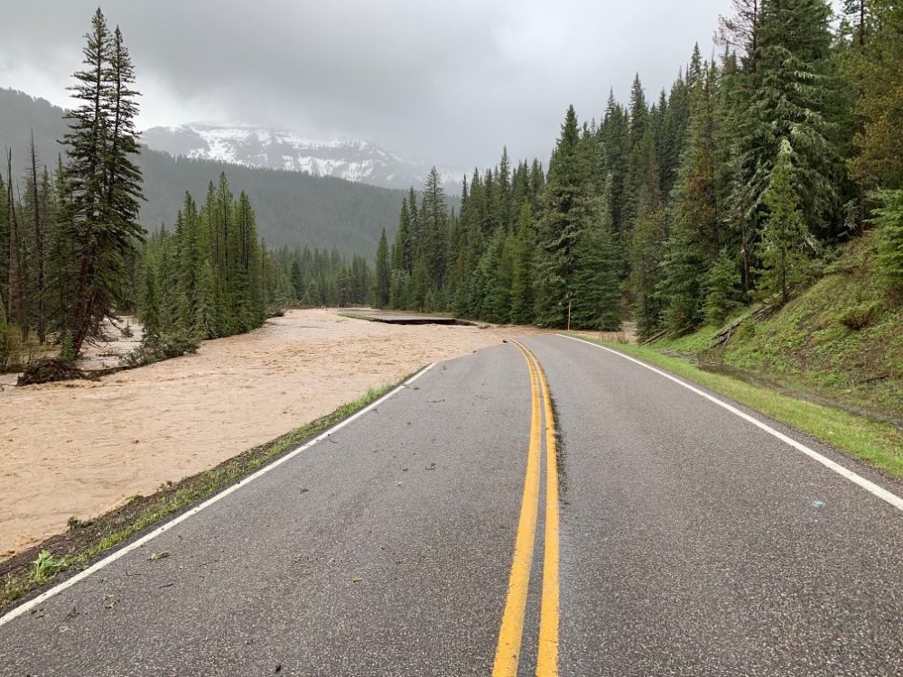 Northeast Entrance road washed out near Soda Butte, Yellowstone National Park - Photo Credit NPS