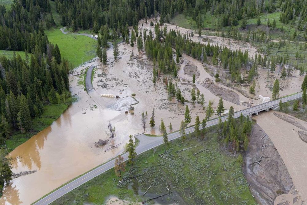Pebble Creek Campground flooded in Yellowstone National Park 2022 - Photo Credit NPS Jacob W. Frank