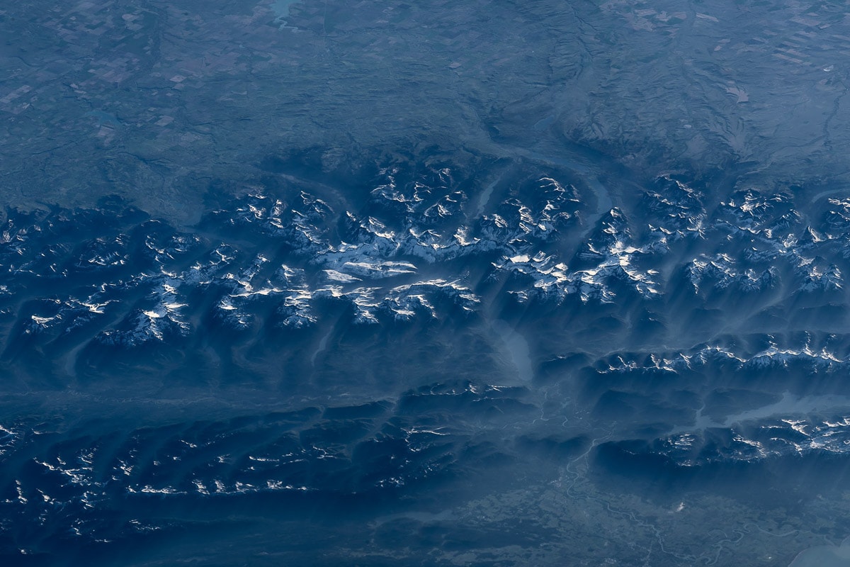 Glacier National Park seen from space - Credit NASA Jeff Williams