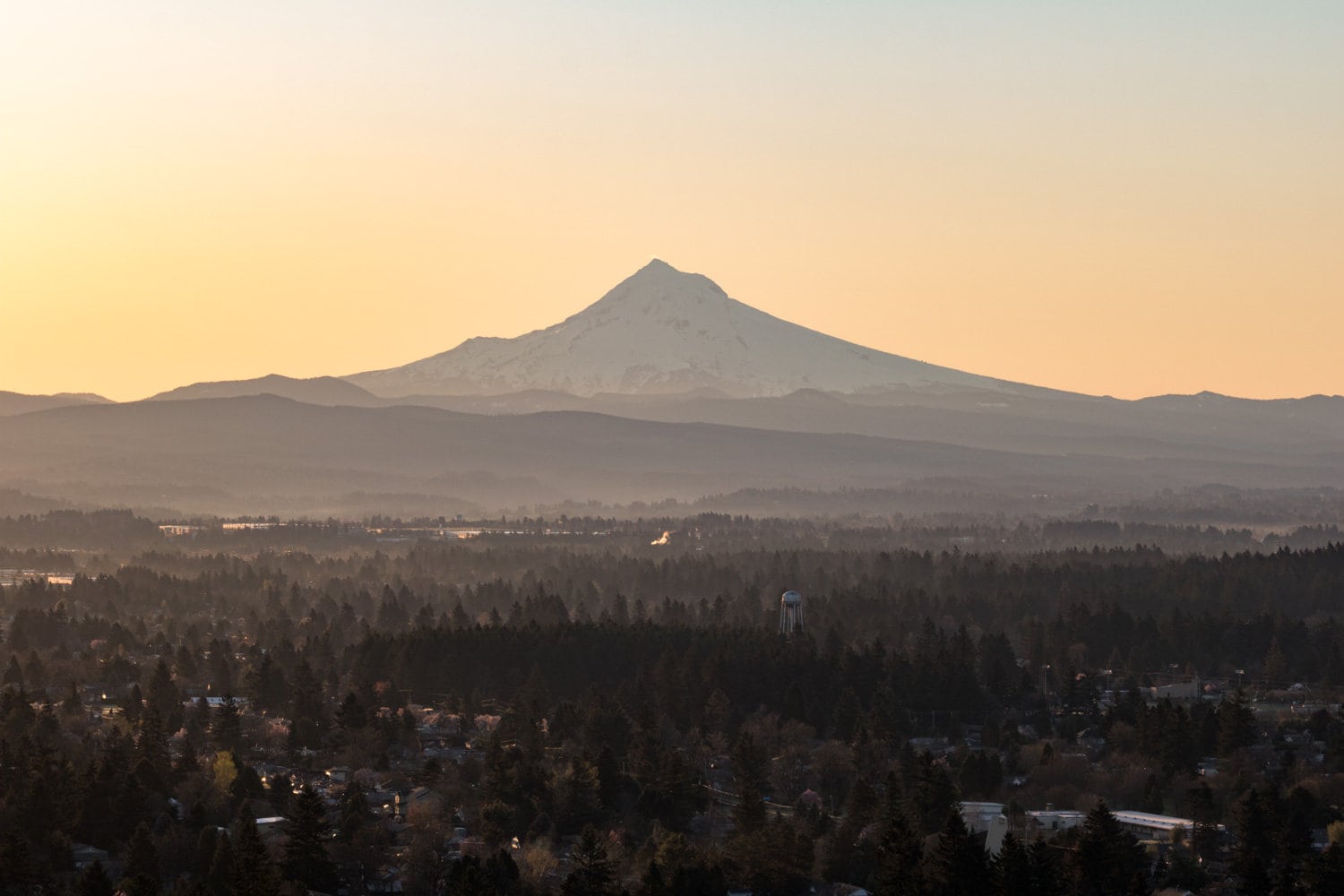 Mount Hood view at Golden Hour, Rocky Butte Park, Portland, Oregon