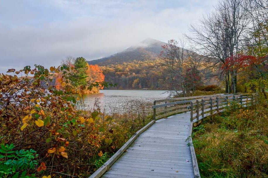 Abbott Lake Loop Trail, Peaks of Otter, Virginia Blue Ridge Parkway in Fall