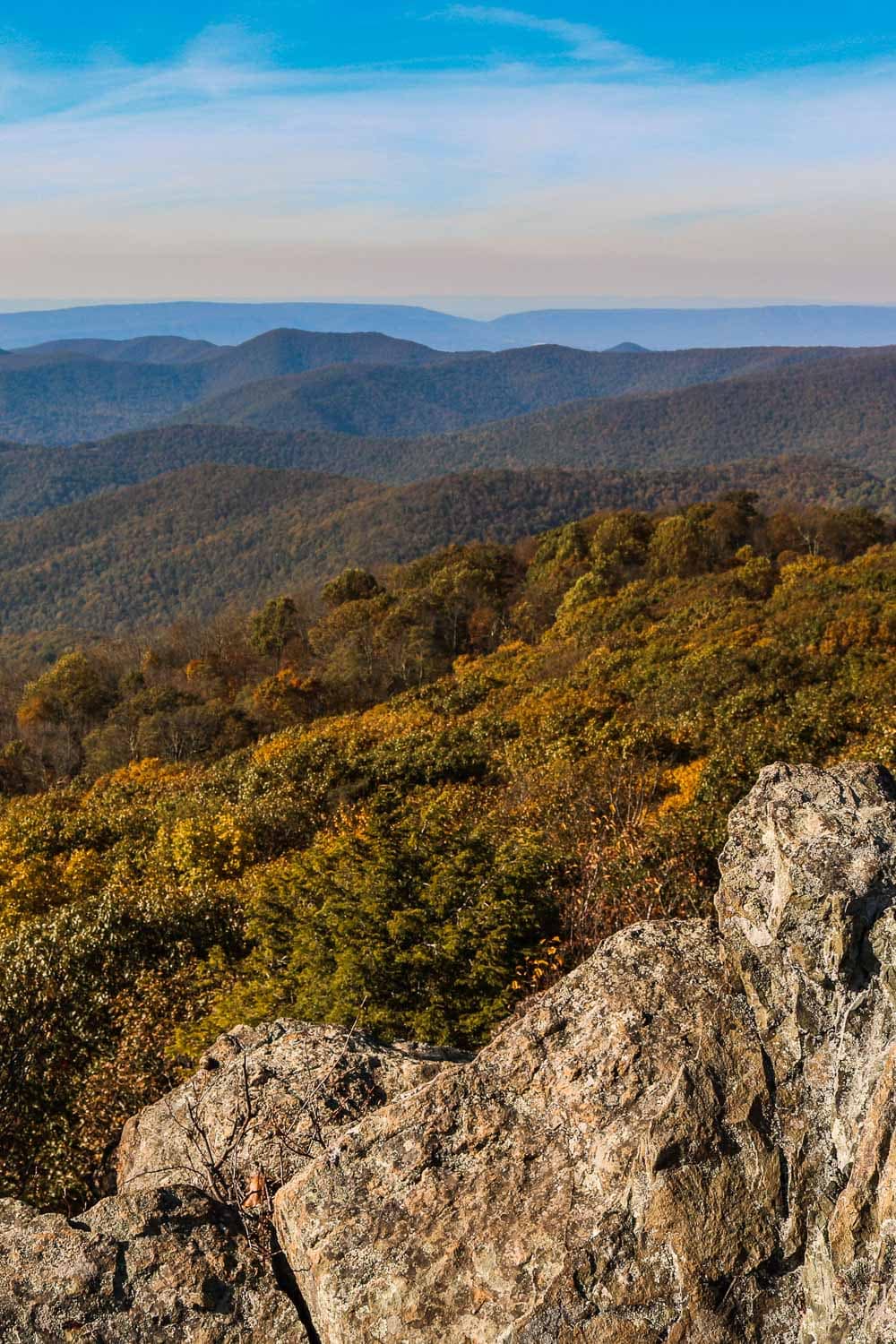Bearfence Mountain Trail in fall Shenandoah National Park, Virginia