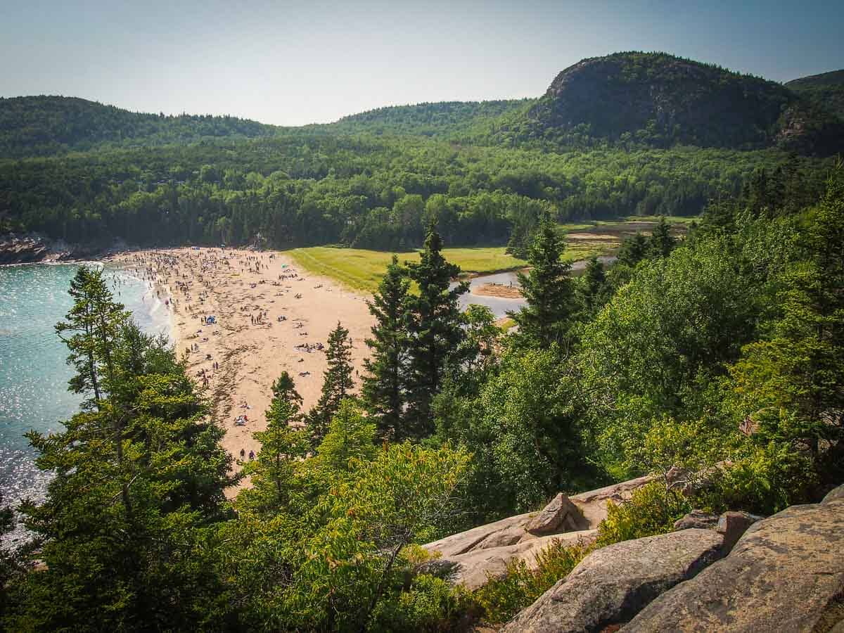 Sand Beach and the Beehive seen from Great Head Trail, Acadia National Park