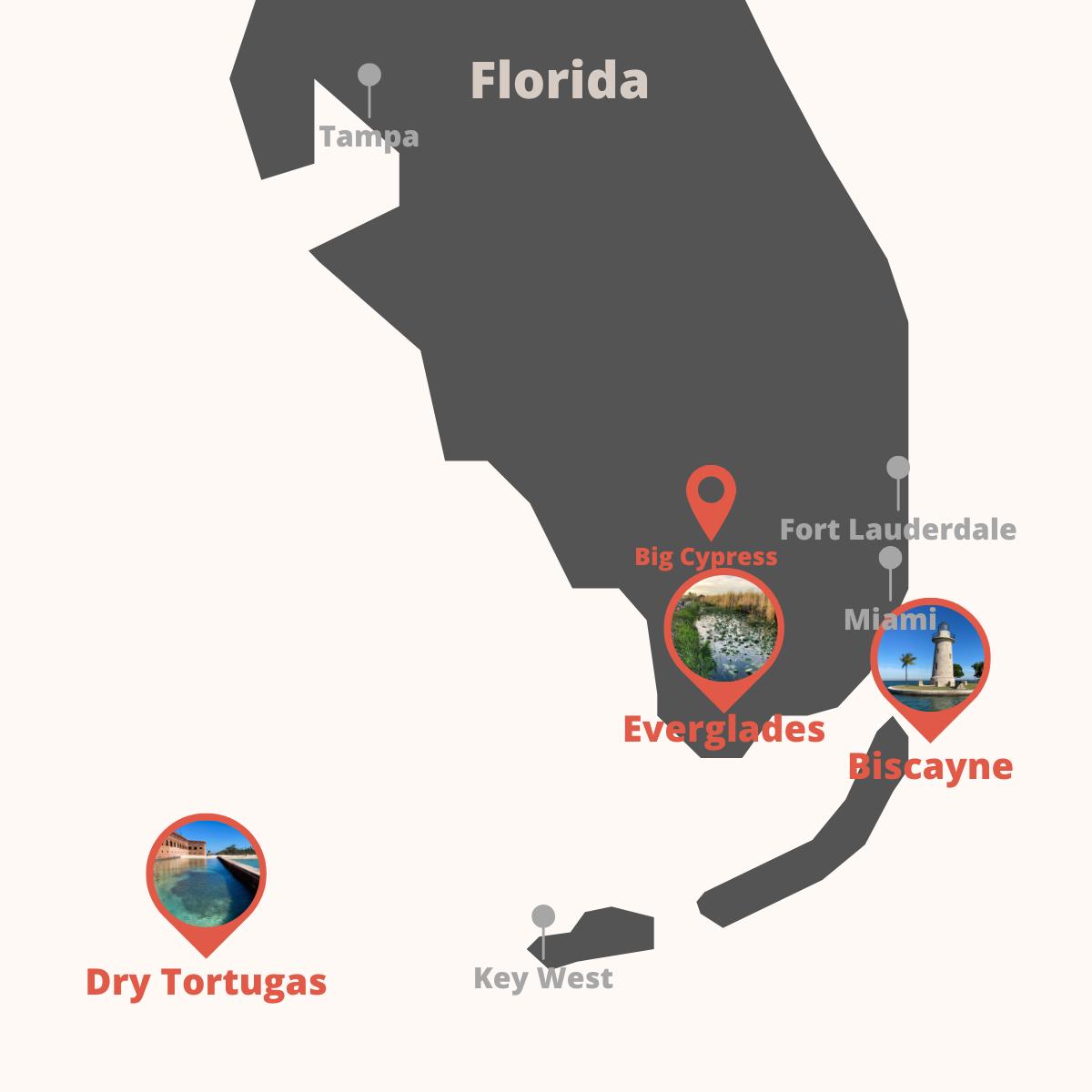 Florida National Parks Road Trip Map