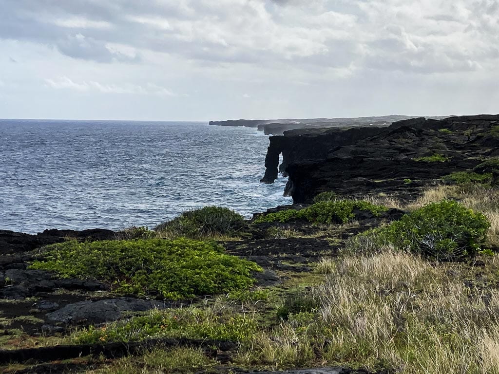 View of the Hōlei Sea Arch, Chain of Craters Road in Hawai‘i Volcanoes National Park, Hawaii