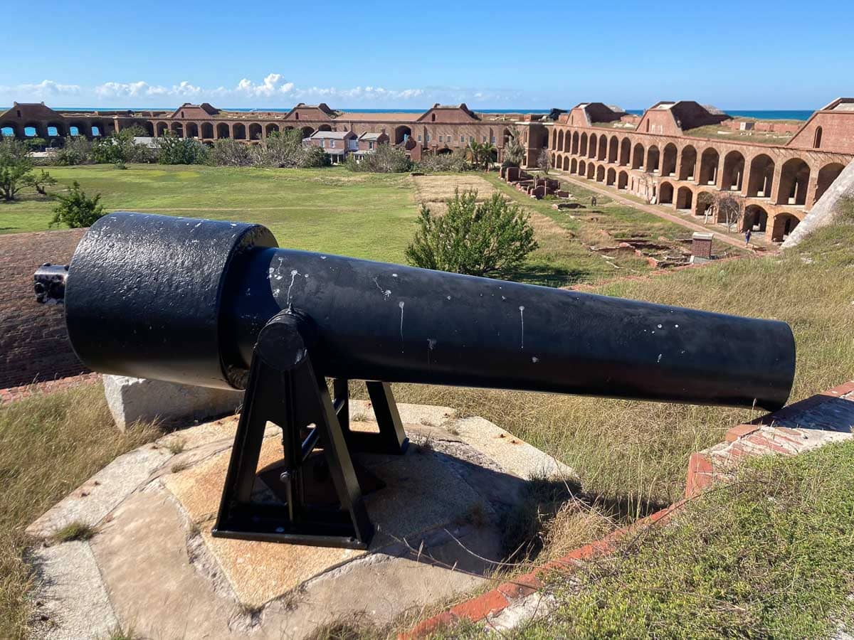 Cannon on upper level of Fort Jefferson in Dry Tortugas National Park, Florida