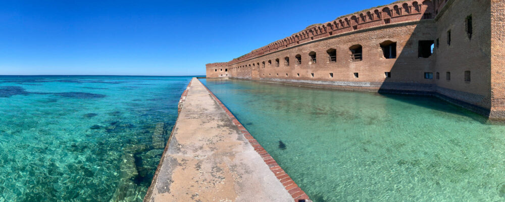 Panorama of the Moat at Fort Jefferson in Dry Tortugas National Park, Florida