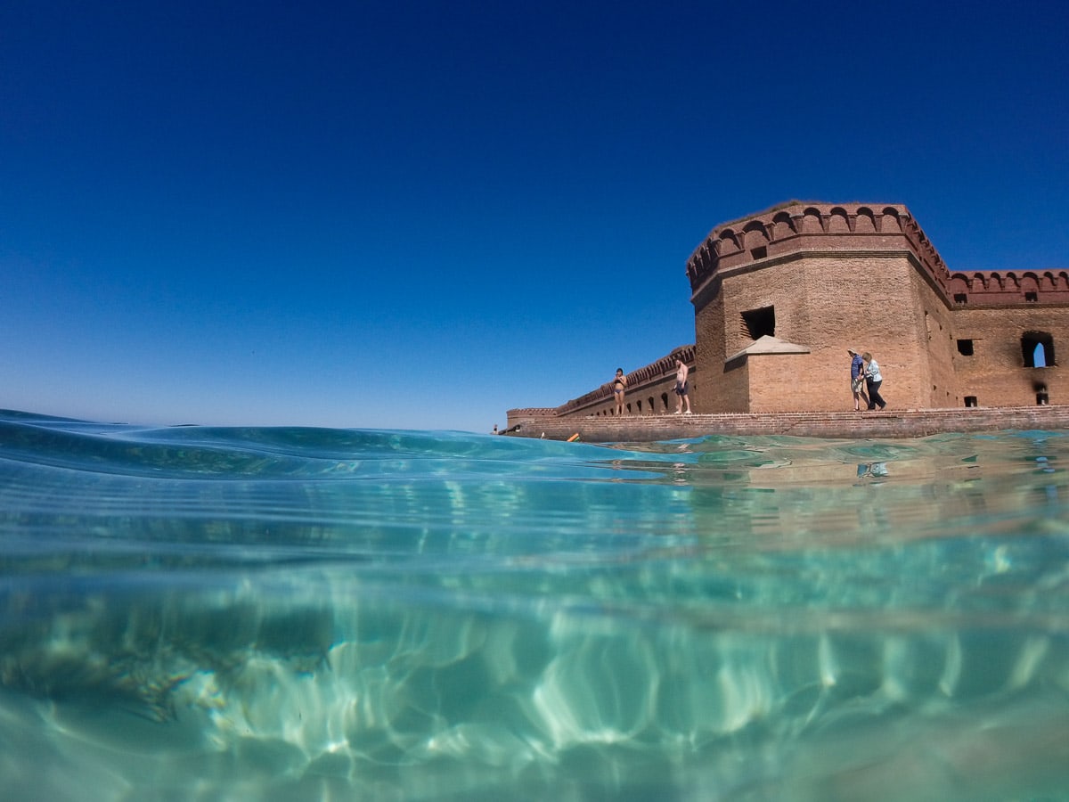 Snorkeling and visitors at Fort Jefferson in Dry Tortugas National Park, Florida