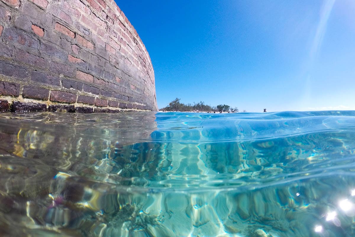 Swimming at the Moat Wall of Fort Jefferson in Dry Tortugas National Park, Florida