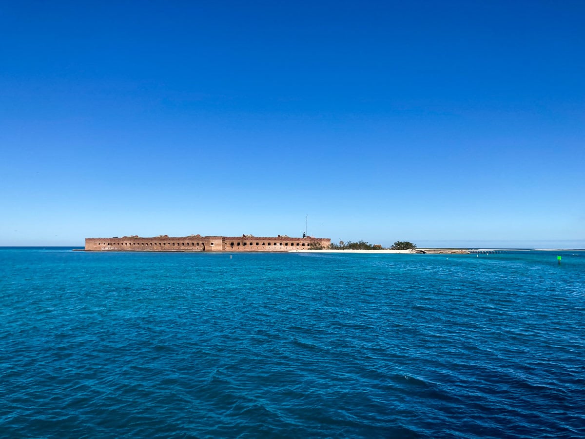 View of Fort Jefferson in Dry Tortugas National Park from Yankee Freedom ferry, Florida
