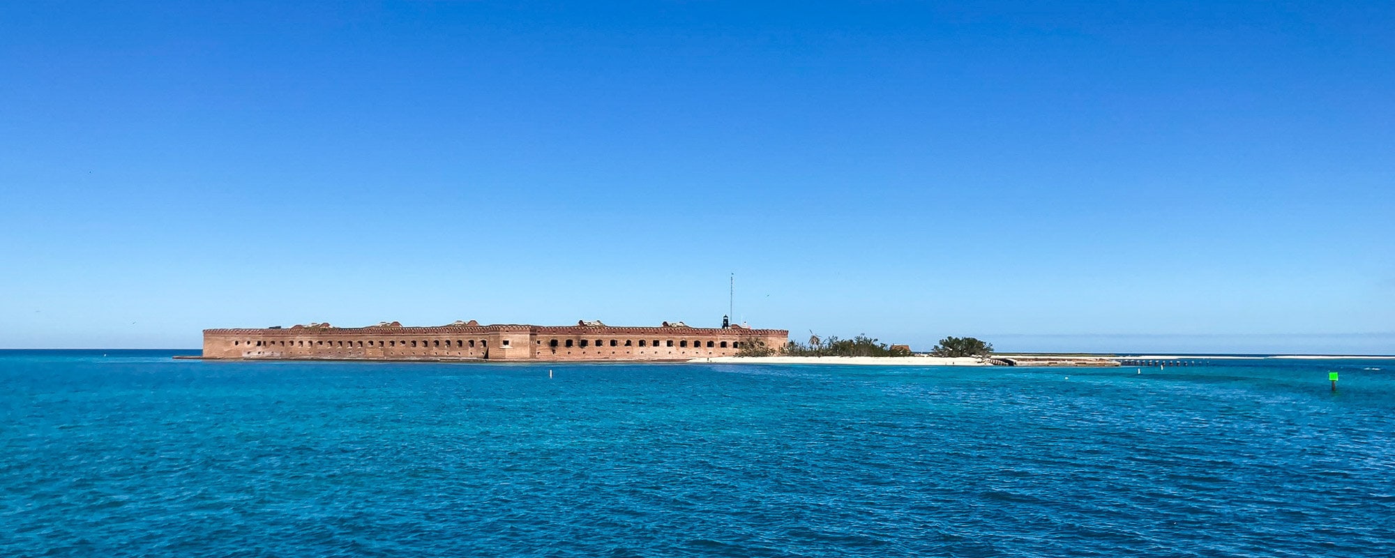 View of Fort Jefferson in Dry Tortugas National Park from Yankee Freedom ferry, Florida