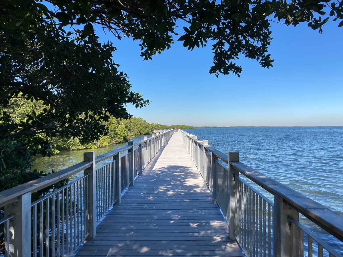 Boardwalk along Biscayne Bay at Dante Fascell Visitor Center in Biscayne National Park, Florida