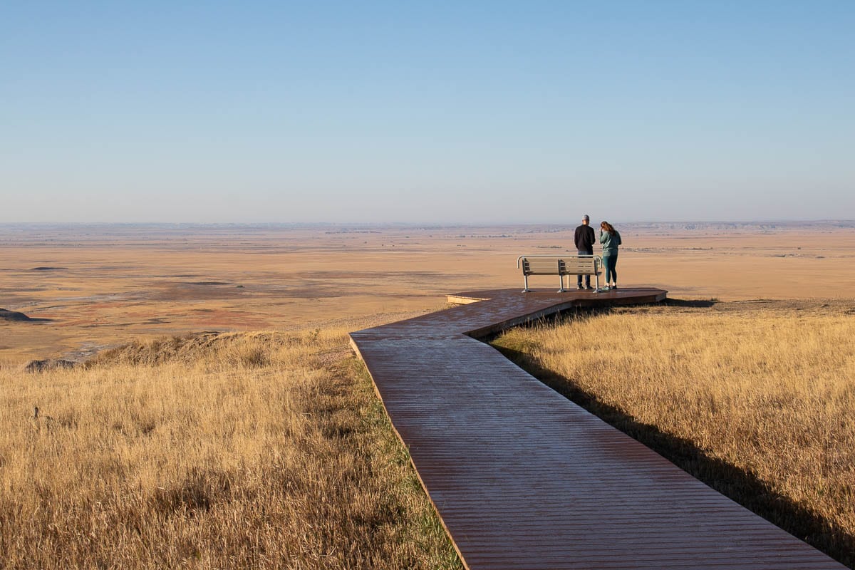 Homestead Overlook visitors in Badlands National Park, South Dakota