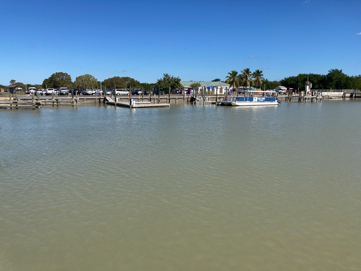 Tour boat lies docked at the Flamingo Marina, Everglades National Park