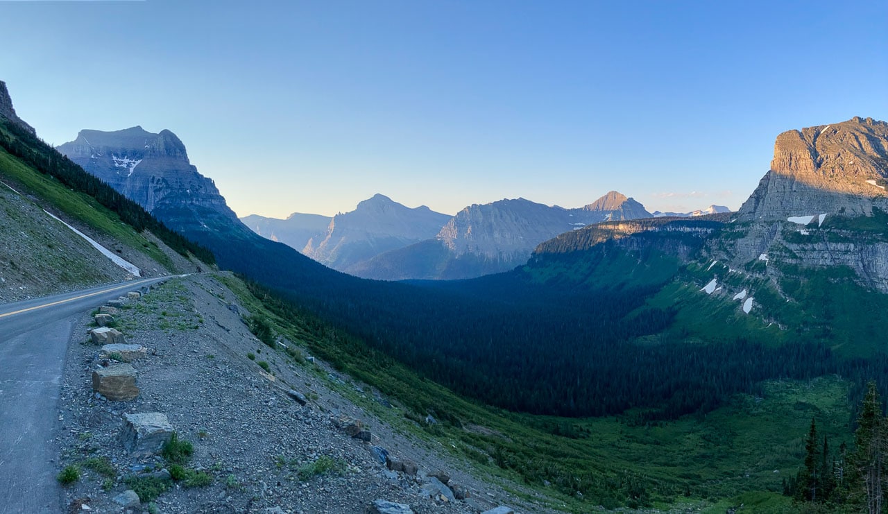 Going-to-the-Sun Road panorama sunrise, Glacier National Park