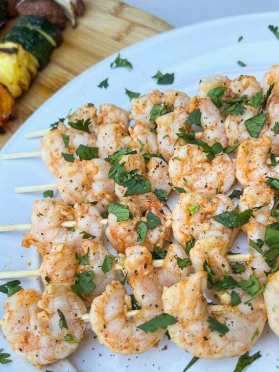 Grilled Gulf shrimp recipe with tropical fruit kabobs inspired by Dry Tortugas National Park, Florida Keys