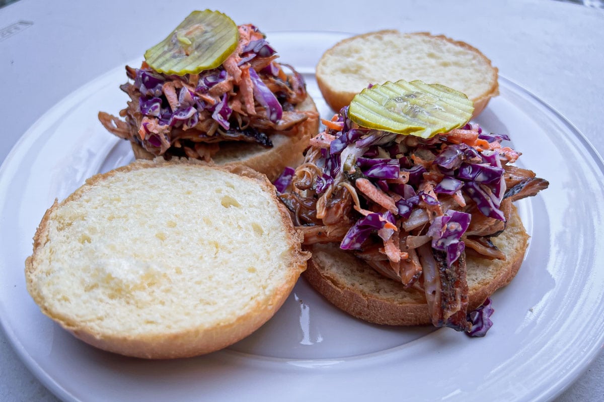 Hickory smoked pulled turkey sandwiches with coleslaw inspired by Great Smoky Mountains National Park