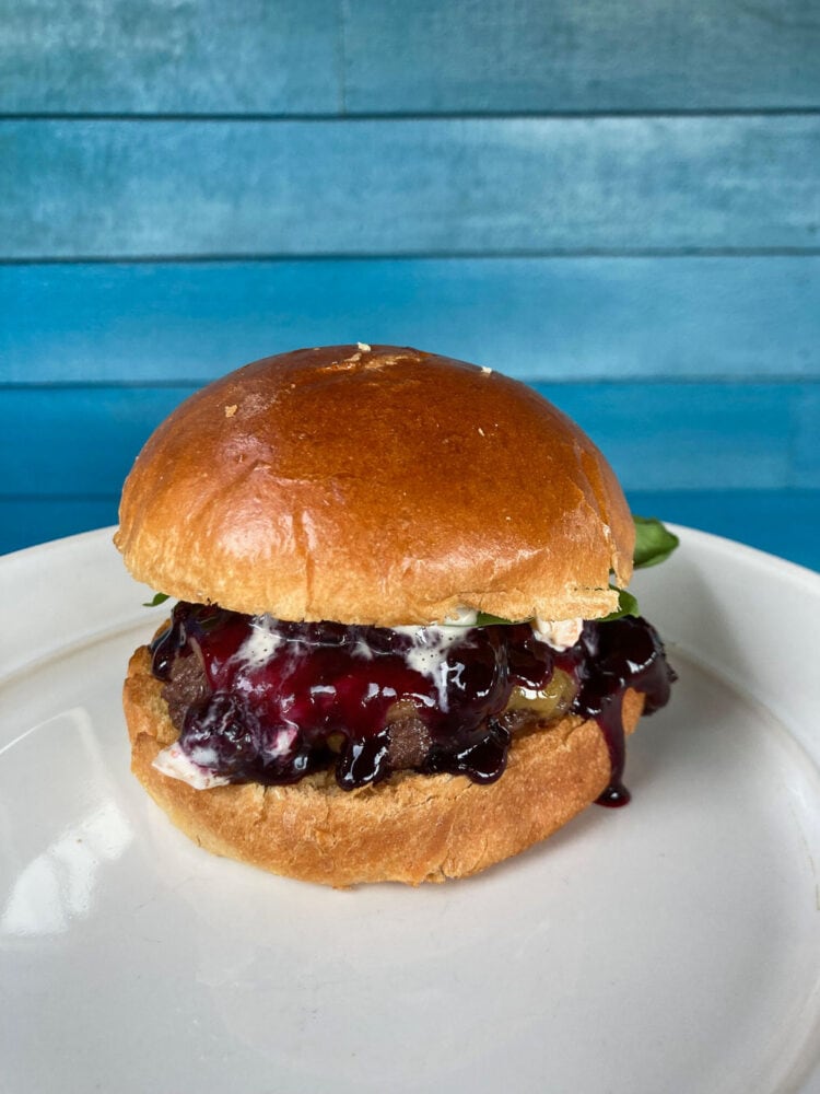 Huckleberry Bison Cheeseburger With Roasted Bell Pepper Aioli Inspired by Yellowstone