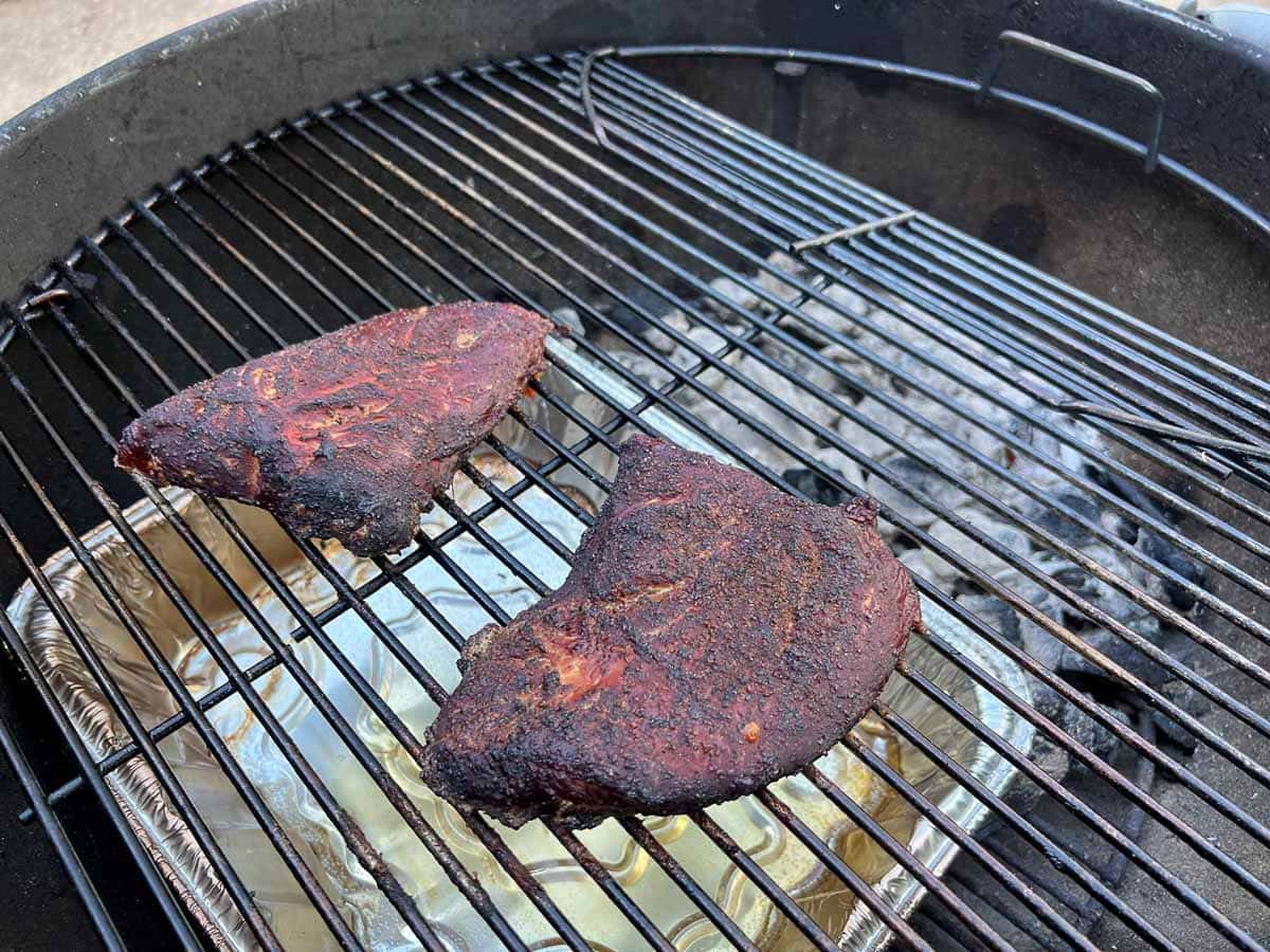Smoked pulled turkey on the grill